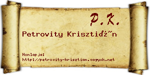 Petrovity Krisztián névjegykártya